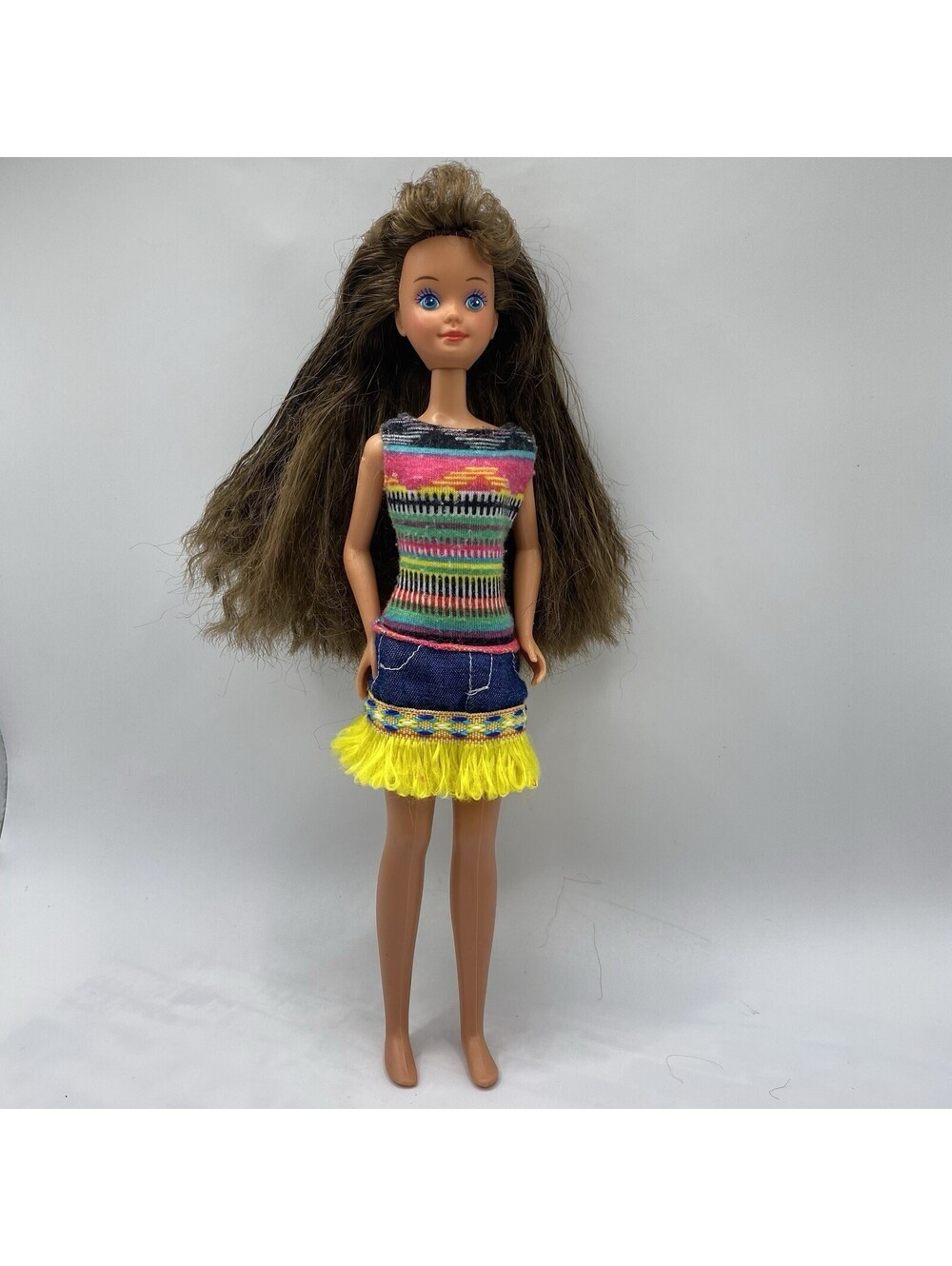 barbie skipper courtney doll Wavy Brown Hair Blue Eyes B11